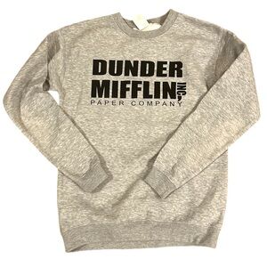NWOT Dunder Mifflin Crew Neck Sweatshirt Mens Small Gray The Office TV Soft